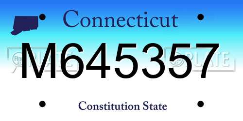 M645357 Connecticut License Plate