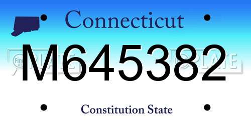 M645382 Connecticut License Plate