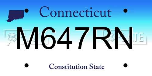 M647RN Connecticut License Plate