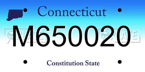 M650020 Connecticut License Plate