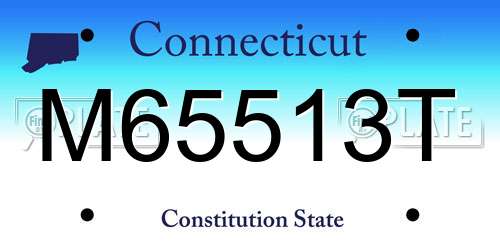 M65513T Connecticut License Plate