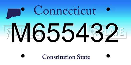 M655432 Connecticut License Plate