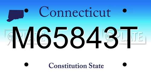 M65843T Connecticut License Plate