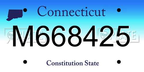 M668425 Connecticut License Plate