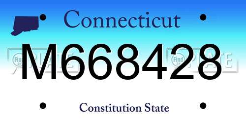 M668428 Connecticut License Plate