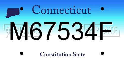 M67534F Connecticut License Plate