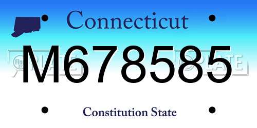 M678585 Connecticut License Plate