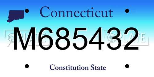 M685432 Connecticut License Plate