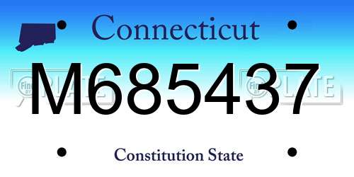 M685437 Connecticut License Plate