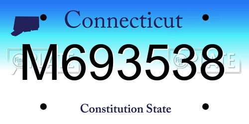 M693538 Connecticut License Plate