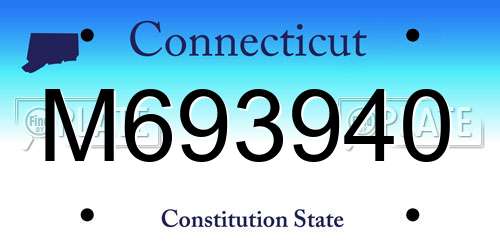 M693940 Connecticut License Plate