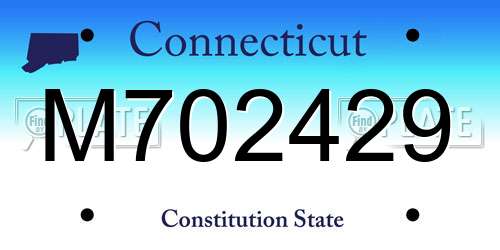 M702429 Connecticut License Plate