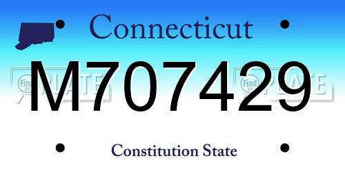 M707429 Connecticut License Plate