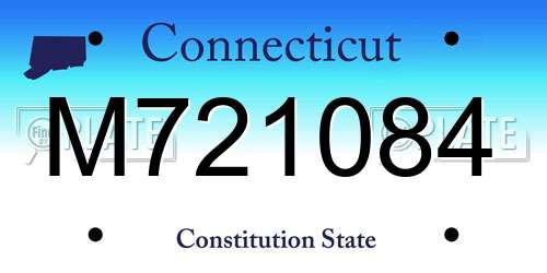 M721084 Connecticut License Plate