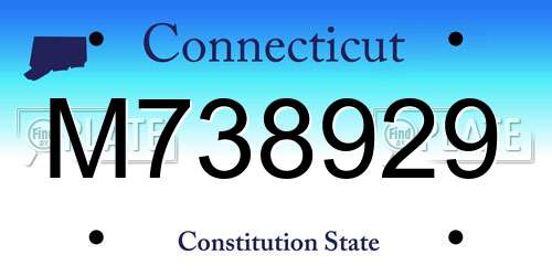 M738929 Connecticut License Plate
