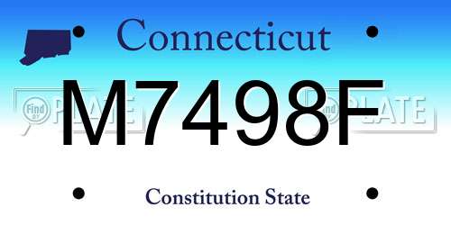 M7498F Connecticut License Plate