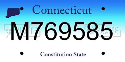 M769585 Connecticut License Plate
