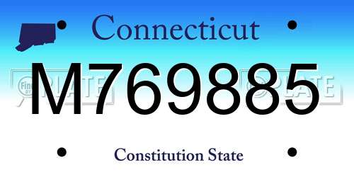 M769885 Connecticut License Plate