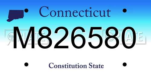M826580 Connecticut License Plate