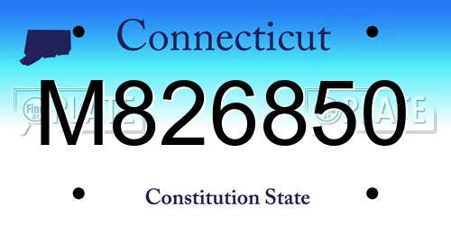M826850 Connecticut License Plate