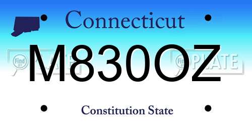 M830OZ Connecticut License Plate