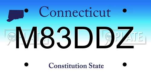 M83DDZ Connecticut License Plate