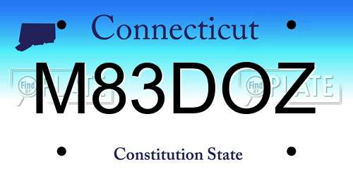 M83DOZ Connecticut License Plate