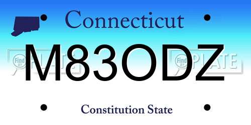 M83ODZ Connecticut License Plate