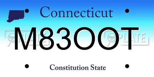 M83OOT Connecticut License Plate