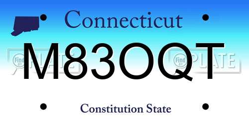 M83OQT Connecticut License Plate