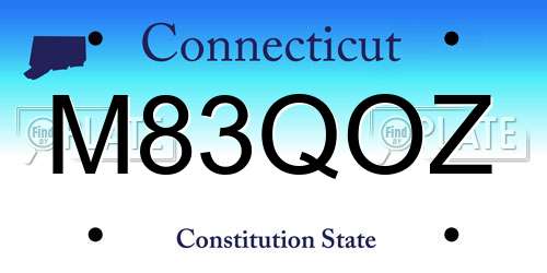 M83QOZ Connecticut License Plate
