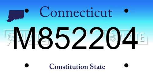 M852204 Connecticut License Plate