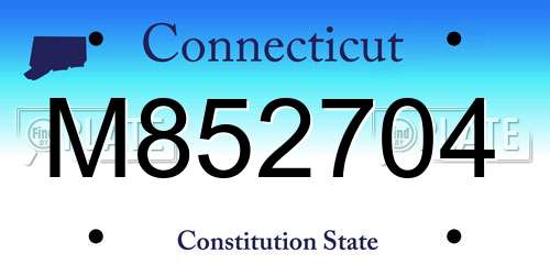 M852704 Connecticut License Plate