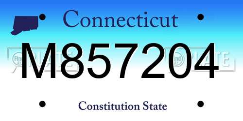 M857204 Connecticut License Plate