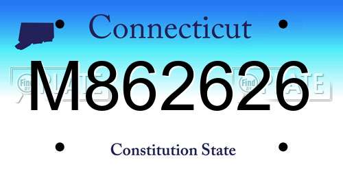 M862626 Connecticut License Plate
