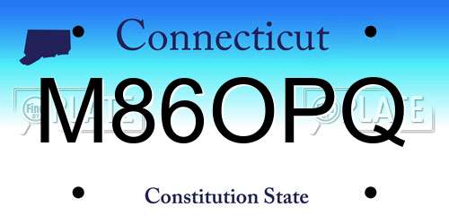 M86OPQ Connecticut License Plate