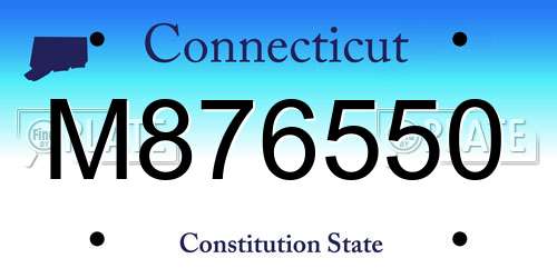 M876550 Connecticut License Plate