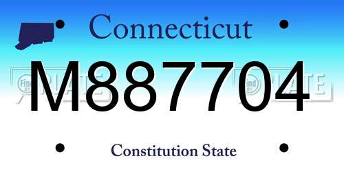 M887704 Connecticut License Plate