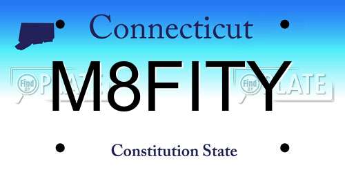 M8FITY Connecticut License Plate