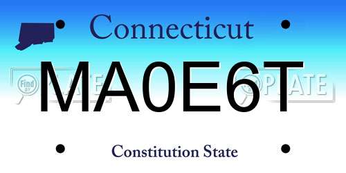MA0E6T Connecticut License Plate