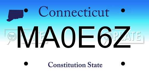 MA0E6Z Connecticut License Plate