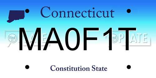 MA0F1T Connecticut License Plate