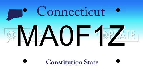 MA0F1Z Connecticut License Plate
