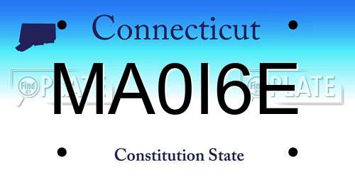 MA0I6E Connecticut License Plate