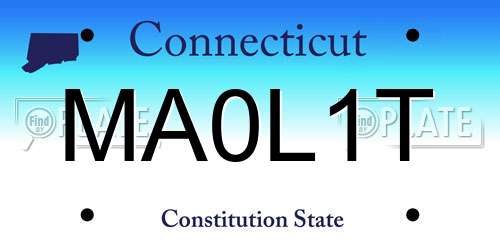 MA0L1T Connecticut License Plate