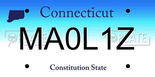 MA0L1Z Connecticut License Plate