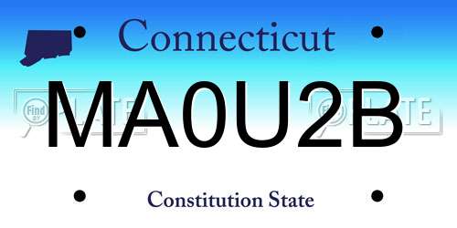 MA0U2B Connecticut License Plate