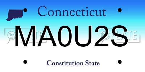 MA0U2S Connecticut License Plate
