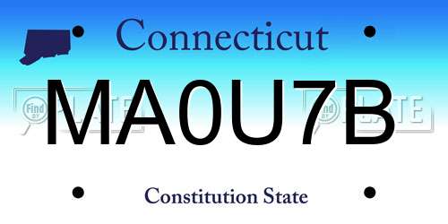MA0U7B Connecticut License Plate