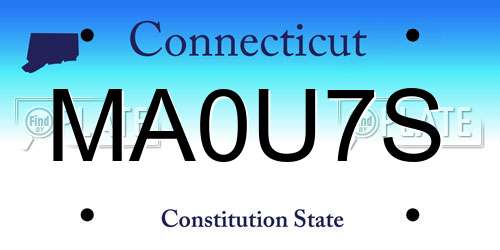 MA0U7S Connecticut License Plate